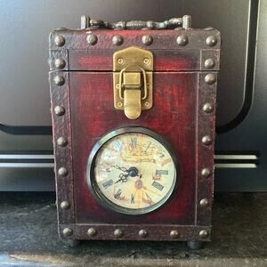 Rockland brown banded‎ time pieces decorative hinged clock box